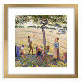 Extra large wall art featuring a textured abstract print of Camille Pissarro's design in a gold frame.