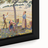 Extra large black wall art featuring a textured, colorful impressionist design by Camille Pissarro on a framed canvas.