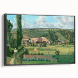 Black and white landscape painting on framed canvas, featuring a vintage pastoral scene, ideal for bedroom decor.