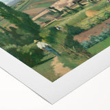 Art deco poster of a bustling city street scene in muted beige and brown tones on rolled canvas.