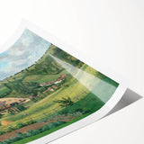 Extra large wall art featuring line art flowers in soft pastel shades on a rolled print.