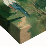 Large art depicting a black and white landscape painting on stretched canvas, suitable for bedroom decor.