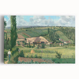 Black and white stretched canvas of Camille Pissarro's painting, ideal for kitchen wall art.