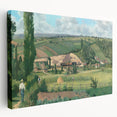Side view of a stretched canvas featuring Camille Pissarro's impressionist landscape, ideal for kitchen wall art.