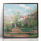 Large abstract wall art by Camille Pissarro featuring mid-century modernist design in muted earth tones.