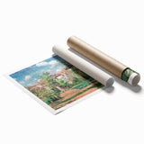 Extra large rolled print featuring a Camille Pissarro floral design in soft pastel shades.