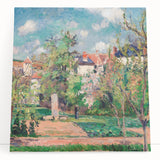 Black and white print of Camille Pissarro's design on stretched canvas, ideal for kitchen wall art.