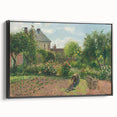Black and white landscape art painting of a serene rural scene on framed canvas, ideal for bedroom wall decor.