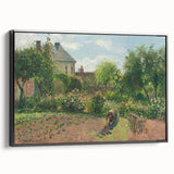 Black and white landscape art painting of a serene rural scene on framed canvas, ideal for bedroom wall decor.