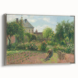 Framed canvas featuring a Camille Pissarro-inspired landscape painting, with vibrant colors.
