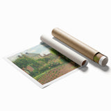 Extra large rolled print of a Camille Pissarro floral painting in soft pastel colors, ideal for classy bathroom wall art.
