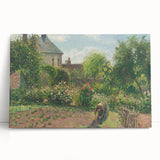 Black and white print of Camille Pissarro's impressionist art on stretched canvas, ideal for kitchen wall art.