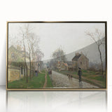 Mid-century modernist art print of a pastoral scene by Camille Pissarro in a gold frame, suitable for modern wall decor.