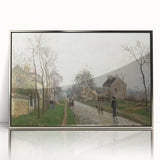 Mid-century modernist art by Camille Pissarro featuring muted earth tones on a framed acrylic, suitable for nursery wall art.