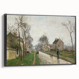 Black and white landscape art painting featuring a vintage poster style on framed canvas, ideal for bedroom decor.