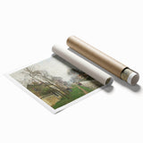 Extra large rolled print of Camille Pissarro's floral art in soft pastel shades, ideal for classy bathroom wall art.