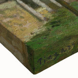 Black and white landscape painting on stretched canvas featuring a serene rural scene, ideal for bedroom wall art.