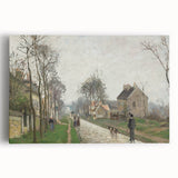 Large black and white stretched canvas of Camille Pissarro's impressionist artwork, ideal for kitchen wall art.