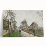 Black and white print of Camille Pissarro's painting on stretched canvas, ideal for kitchen wall art.