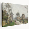 Side view of a stretched canvas featuring Camille Pissarro's impressionist artwork, ideal for kitchen wall art.