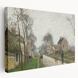 Side view of a stretched canvas featuring Camille Pissarro's impressionist artwork, ideal for kitchen wall art.