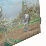 Large abstract wall art by Camille Pissarro in mid-century modernist style, featuring muted earth tones on acrylic glass.