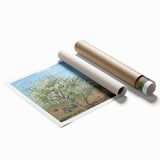 Extra large rolled print of a Camille Pissarro floral scene in soft pastel shades, suitable for classy bathroom wall art.