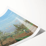 Extra large wall art featuring line art flowers in soft pastel shades on rolled canvas, ideal for large living room decor.