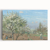 Large black and white stretched canvas featuring an impressionist-style rural landscape, ideal for kitchen wall art.
