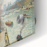 Large abstract wall art by Camille Pissarro in mid-century modernist style, featuring muted earth tones on acrylic glass.