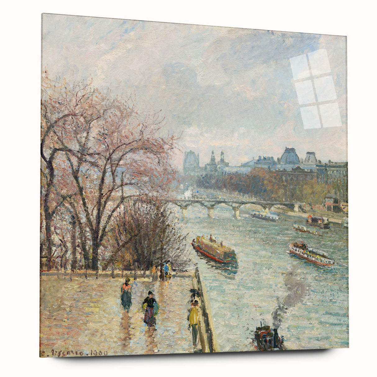 Acrylic print of Camille Pissarro-inspired large abstract wall art in vibrant hues, ideal for bedroom or dining room decor.