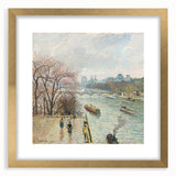 Extra large framed wall art featuring an abstract print of Camille Pissarro's textured design in gold tones.