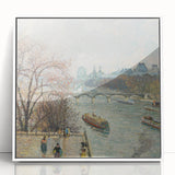 Art deco poster featuring a Camille Pissarro design in muted tones on white framed acrylic.