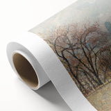 Art Deco style poster of a serene landscape, featuring soft pastel colors on rolled canvas, ideal for nursery wall art.