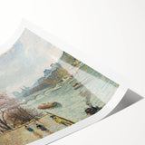 Extra large wall art featuring line art flowers in soft pastel shades on a rolled print.