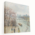 Side view of a stretched canvas featuring Camille Pissarro's impressionist painting, ideal for kitchen wall art.