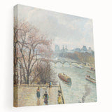 Side view of a stretched canvas featuring Camille Pissarro's impressionist painting, ideal for kitchen wall art.