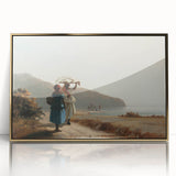 Large art print featuring Camille Pissarro's impressionist landscape on acrylic, framed in gold.