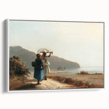 Vintage poster art featuring a Camille Pissarro painting on a framed canvas, with vibrant colors.
