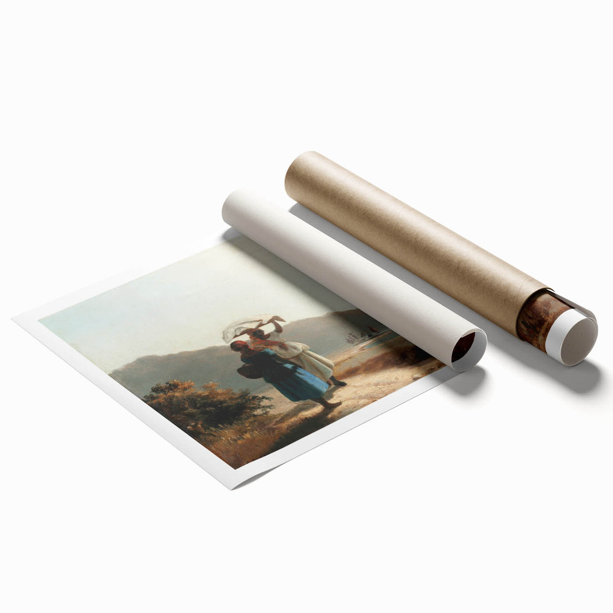 Extra large rolled print of a Camille Pissarro floral painting in soft pastel shades, ideal for classy bathroom wall art.