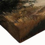 Large art of a black and white landscape painting on stretched canvas, featuring a tranquil rural scene.