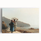 Black and white print of a Camille Pissarro painting on stretched canvas, ideal for kitchen wall art.