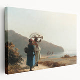 Camille Pissarro-inspired impressionist landscape on stretched canvas, with soft green and earth tones.