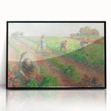 Large abstract wall art by Camille Pissarro, featuring mid-century modernist style in muted earth tones.