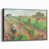 Black and white vintage poster art of a landscape painting on framed canvas, ideal for bedroom wall decor.
