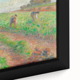 Extra large framed canvas of a textured, colorful impressionist painting by Camille Pissarro, ideal for living room decor.