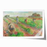 Rolled print of Camille Pissarro's impressionist floral scene in soft green and yellow, ideal for art wall dining room.
