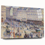 Acrylic print of Camille Pissarro's impressionist artwork, featuring soft green and brown tones.