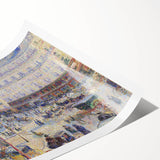 Extra large wall art featuring line art flowers in muted earth tones on a rolled canvas.