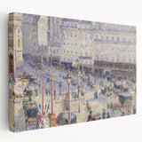 Side view of a stretched canvas featuring Camille Pissarro's impressionist artwork, ideal for kitchen wall art.